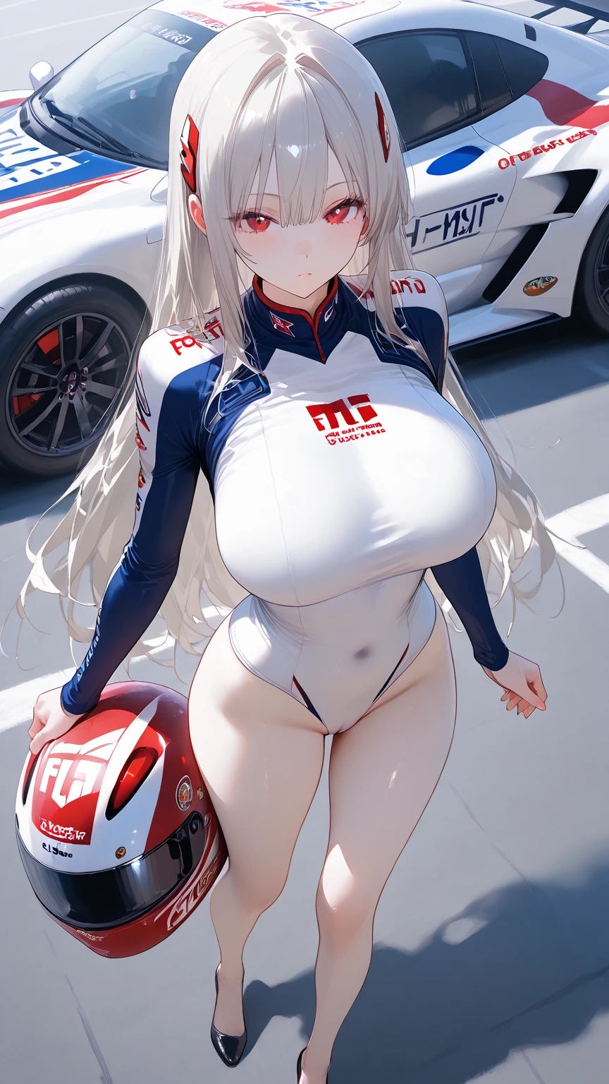 Highest quality、super high quality、16K, topless、Nipples、Sexy ass、Breast size is random、Facial expressions are random、Location is a road、 Hair color is random、The pose is hugging、The distance is random、Angle from below、Small face、Very delicate facial expressions、Delicate eye depiction、Highly detailed hair、Erotic、18-year-old female、Glowing Skin、Soft Skin、Lower Body、The only sexy Japanese woman、Race queen outfit random、2 women、