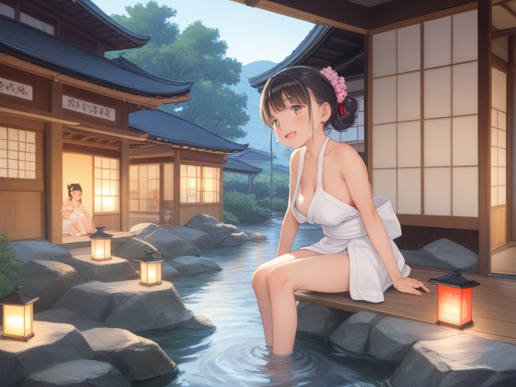 (masterpiece、Highest quality)、(Japan favelas、Old and dirty hot spring town)、(日本のUnsanitary and dim地下街、地下へ行く石のstage)、((Beautiful night view))、((Big bath、Underground hot spring facilities、石のstage))、(12歳の3+ Naked Girls、tits、Pussy、3+ Naked Girls、smile、fun)、((Unsanitary and dim))、Shady Red Light District、shaved ice、Sale of drinks、(stage、Everyone is having fun bathing)、smile、Happy schoolchildren、Perfect Anatomy