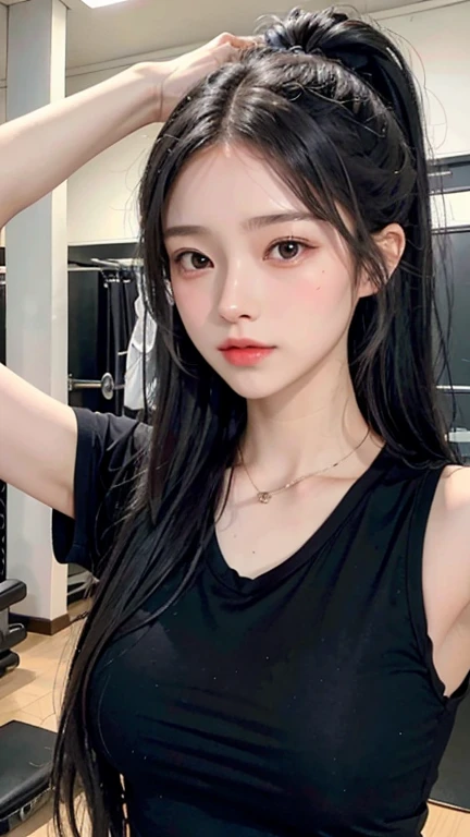 1girl,big breast, black hair, brown eyes,high quality, ultra detailed, masterpiece, realistic, clothes
