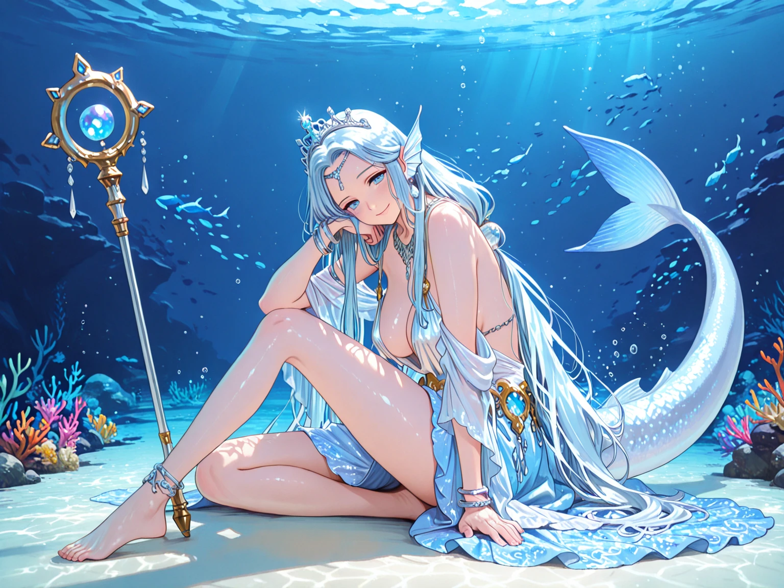 Beautiful face, smile, realistic, perfect, masterpiece, Sharp eyes, under sea