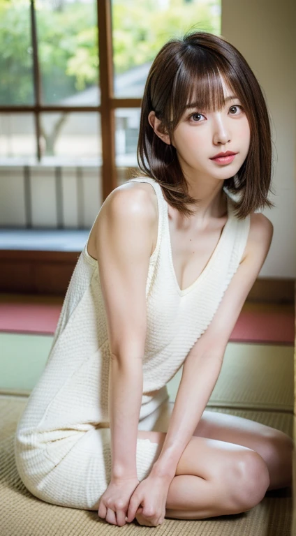 Spread your legs,cute, girl, alone, whole body, High resolution, Very detailedな, Most detailed, 赤いlips,Small breasts, lips, Mouth closed, Japanese women, Straight Short Hair,, Mischievous face,girl, 18-year-old, ((No pants)),((Very good)), ((Dynamic pose))), (Sit with your knees up))Blushing, Anatomically correct, Winner of numerous awards, Very detailed, Ultra high definition, Textured skin, High-resolution model, high quality, Bangs between the eyes, Ahoge,