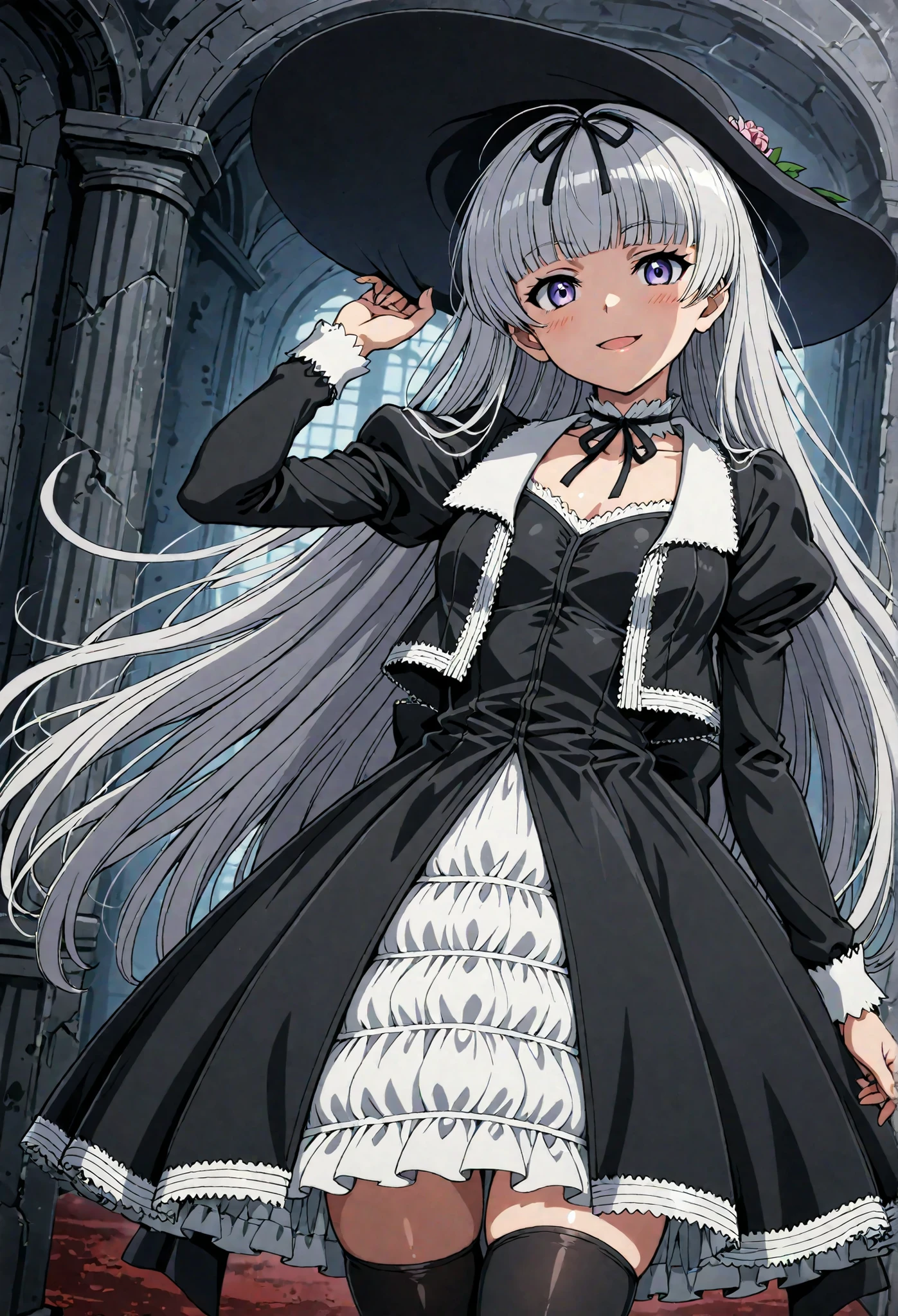 Gretel (black lagoon), gothic fashion,black hat,, best quality, HD ,masterpiece, High Resolution,,