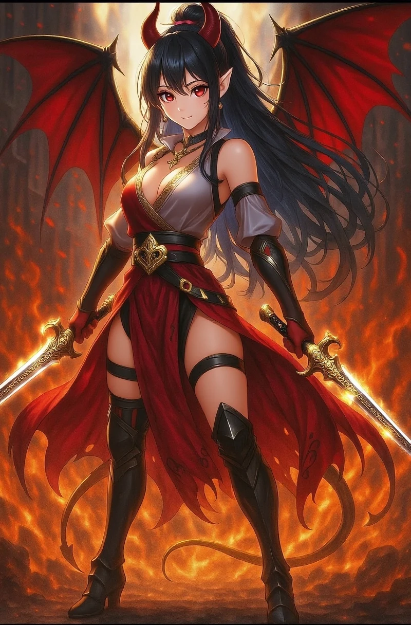 (Best Quality, 8K, Masterpiece: 1.2, Photorealistic: 1.37).a very shy magical beautiful girl with long dark black hair, piercing blue eyes. Dressed as an erotic ninja in miniskirt, wielding a magic sword, scary diabolical world, (EXTREMELY HUGE BREASTS), wide neckline, image of a full-body woman..Description of extreme details, vivid and intense colors, vibrant colors, bright eye,image 3D,breasts 3D,((mejor calidad)), ((obra maestra)), (detallado), ((alta resolución)), photorealistic, hyperrealistic, 8k, highly detailed