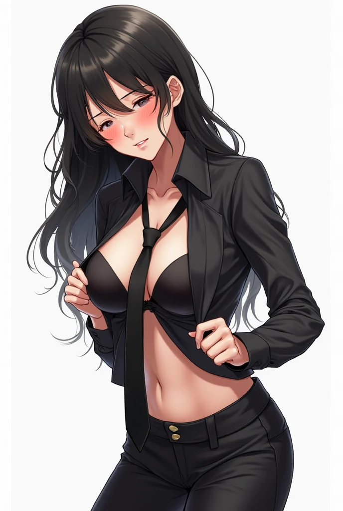Cool girl high resolution Big Breasts Men's suits Expose Long Hair Earrings Tattoo