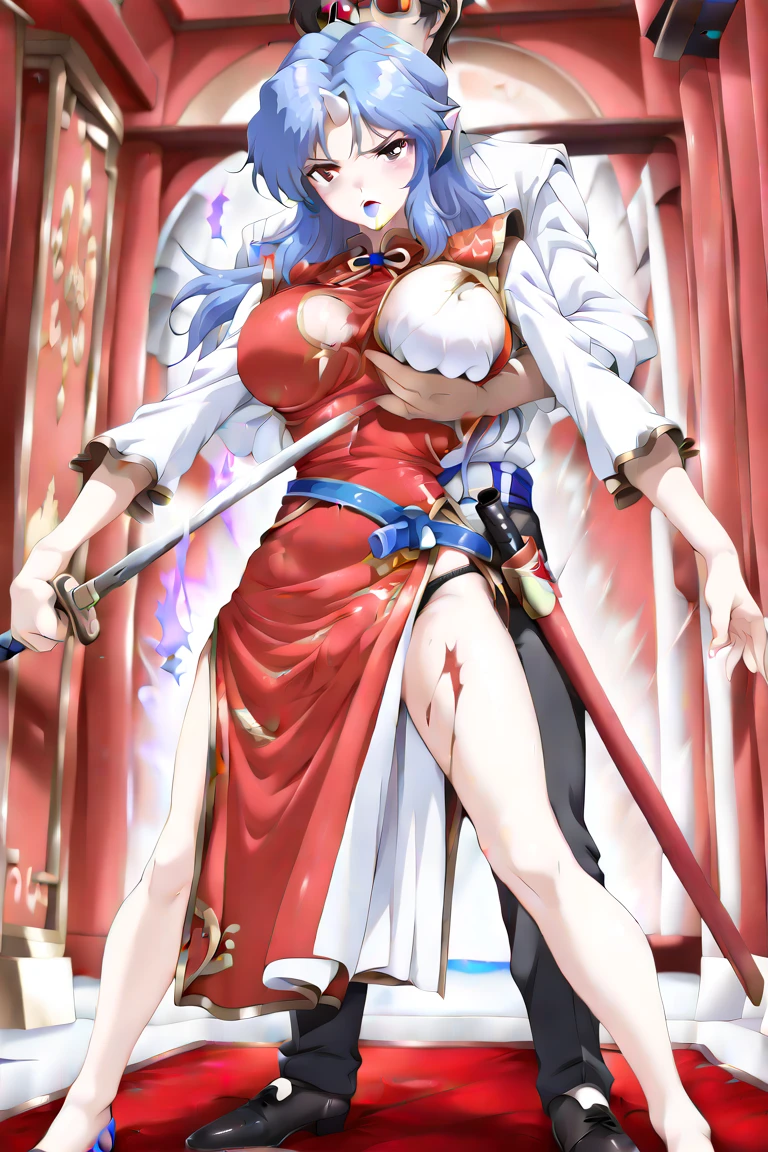 <lora:more_details:1>, <lora:Olminu:0.55>,(((kimono))),1girl,white hair, twintails, Oliminu,solo,long hair, glasses, purple eyes,ribbon, blue hair, beret, hair ribbon,full body,