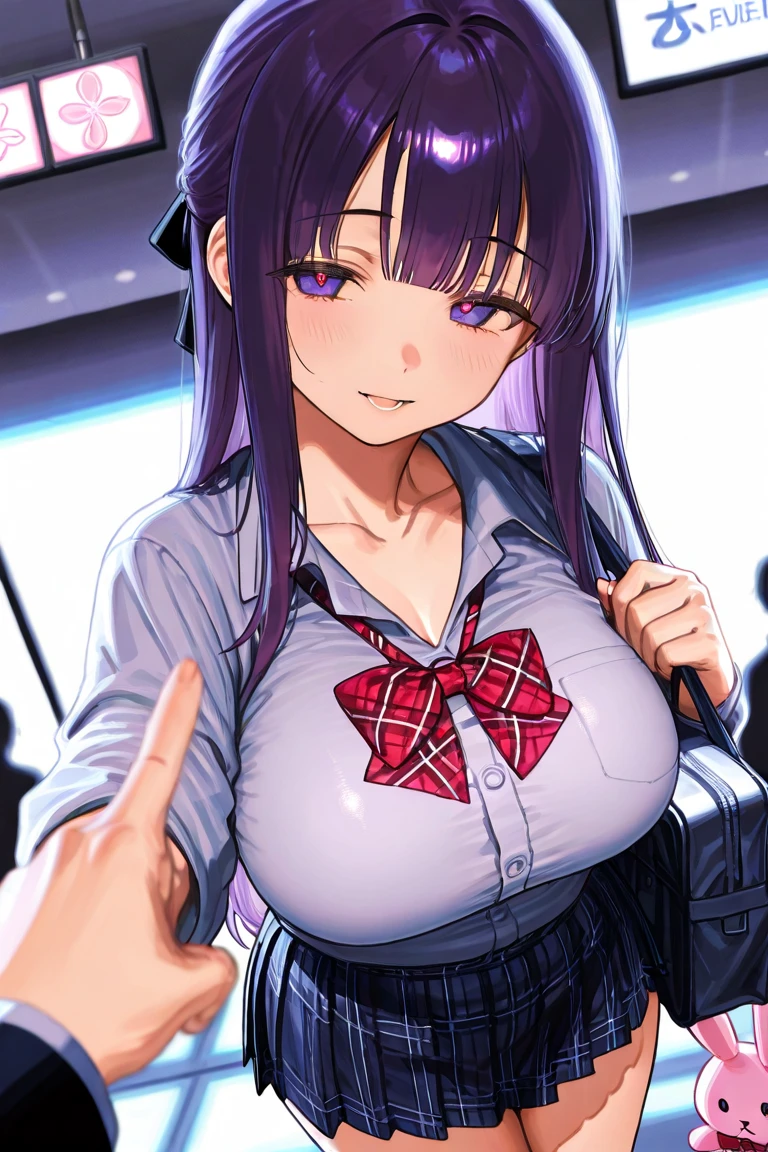 high school girl、Dressed in high 、School classroom、(Big Breasts)、((solo))、smirk