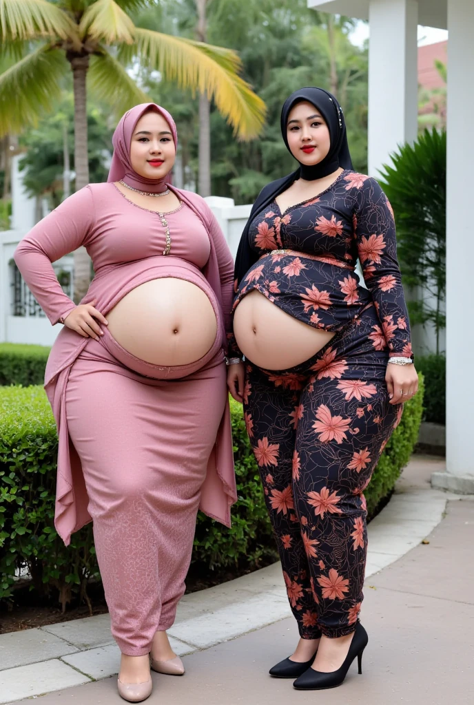 white hijab fat chubby fat beauty talking to skinny girl