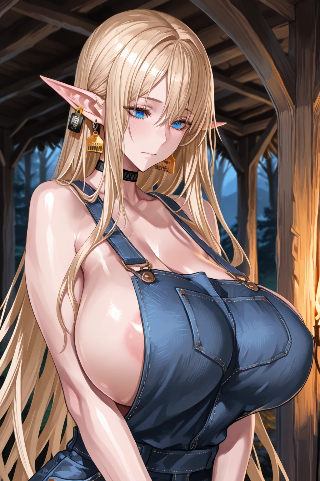 最high quality, 8k, High resolution, high quality, masterpiece, beautiful, (Anatomically correct:1.2), Face in perfect detail, 40s, A beautiful woman, Silky pale blonde, Braided Hair, Bangs that expose the forehead, gleaming skin, Light blue eyes, , Attractive person,  Elf, Soft, swaying huge breasts, Short stature and thin build, disgust, (NUDE), Stone prison, (steam), heavy breathing, (restrained, shackles, handcuffs, collar, blindfold, chain), vaginal sex,, from above, open mouth,  kneeling, bukkake,