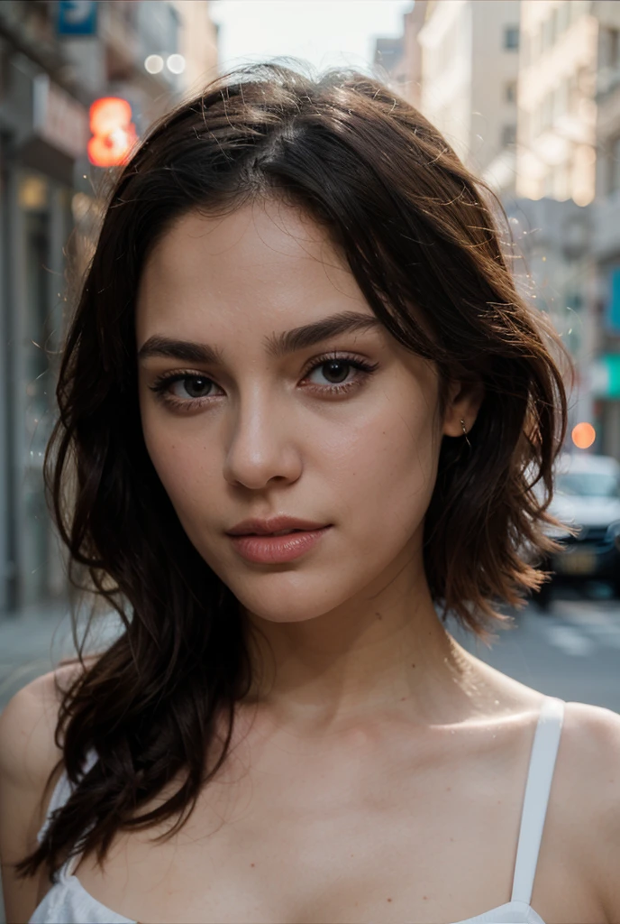 long brown hair girl, green eyes, Beautiful lip, with a little freckle, et très féminine