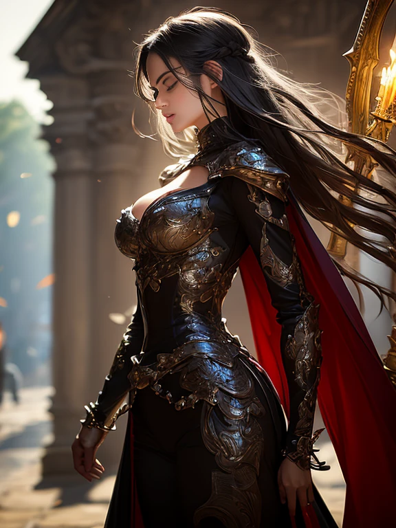 looking back,fighting stance,(Cinematic scene,Fantasy Art,Highest image quality,Hyperrealism portrait,(8K),Ultra-realistic,Best Quality,High quality,High Definition,high quality texture,high detailing,Beautiful detailed,fine detailed,extremely details CG,Detailed texture,realistic representation of face,masterpiece,presence,Dynamic,Bold),1gir,Ultra detailed skin,Curve,,Beautiful breasts,Large breasts,pale skin,(((pointed breast))), Erect nipples,(Thin hair),(Soft hair),(Ultra straight hair),Swept long bangs,Extra bright coppery amber hair,Hair over one eye,nsfw,yuri,(porn image),(leather boots,(luxury armor),(long embroidered white lace dress,nipples see through,lift up the hem of the dress)) (((holding luxury black sword)))) 