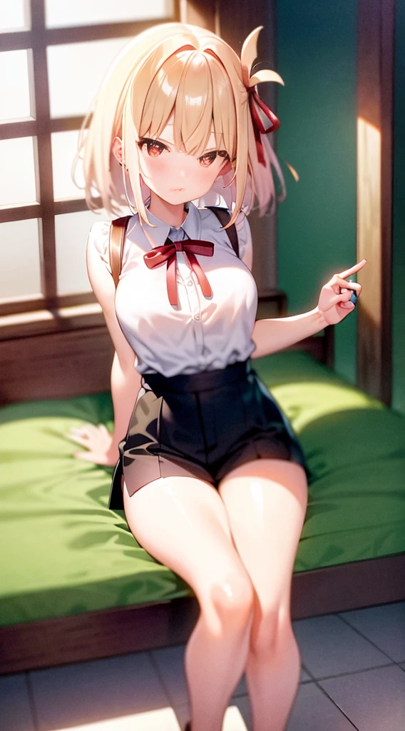 ((Correct Anatomy)),(Sexy pose),(Female student),((school uniform)),((Short sleeve)),(Mini Pleated Skirt),(((Black Stockings))),((Lace panties)),(foot),((School stairs)),Ultra-high resolution,Mature Woman, Mature Woman, Very detailed,Sunburned skin,Brown Skin, (Big Breasts),((美foot)),Perfect hands, Detailed fingers, Beautiful details, ((Long blonde hair)),((ponytail)),Black Choker, Earrings,Perfect Eyes, Captivating eyes,(open-chest)