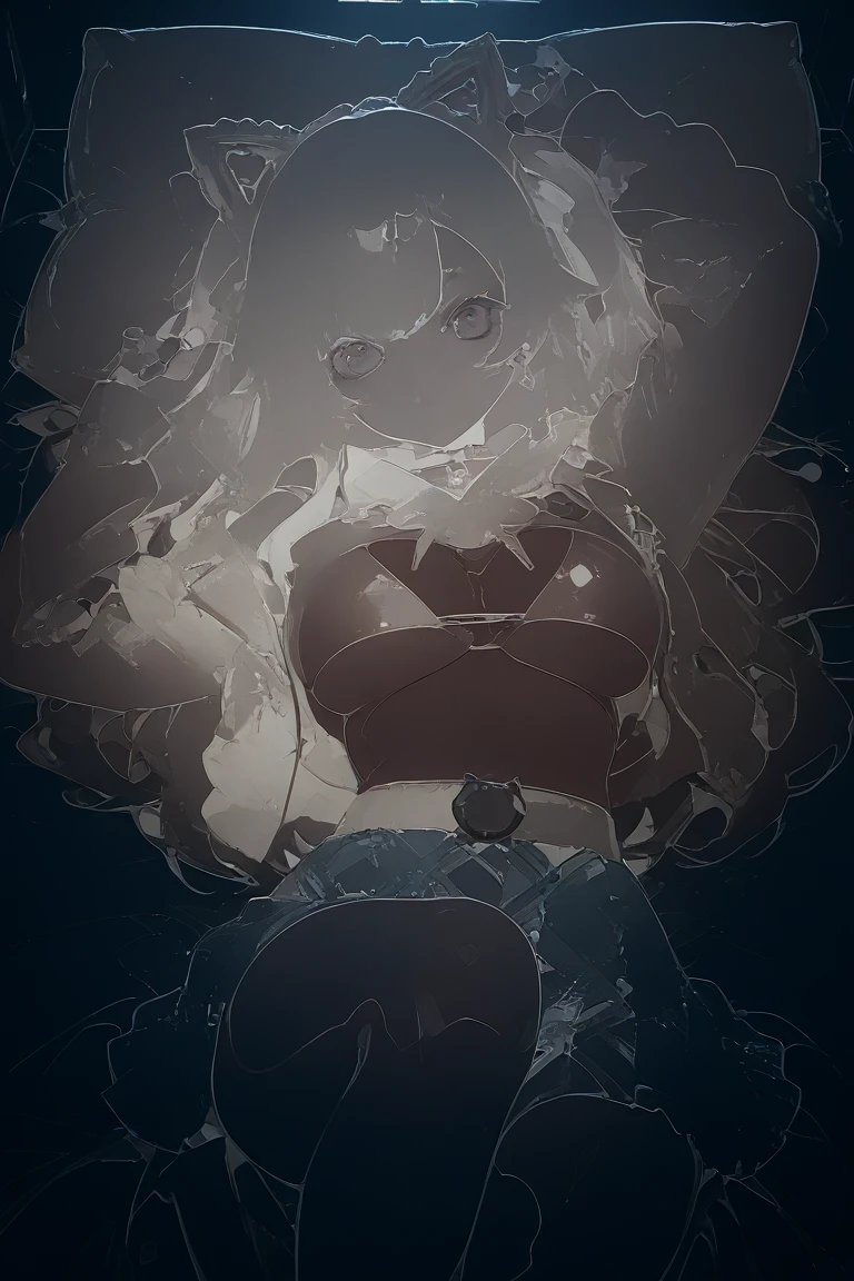 masterpiece, Highest quality, Ultra-high resolution, beautiful, Visually stunning, elegant, Amazing details,  Award-winning paintings, (Dark Art:1.1), Deep Shadow, (Dark Theme:1.2),    n3on, whole body, Relaxed pose, Large Breasts, Wide Hips, lingerie,  Shine, neon, (Knee-high socks:1.1),  Long Hair, Twin tails,