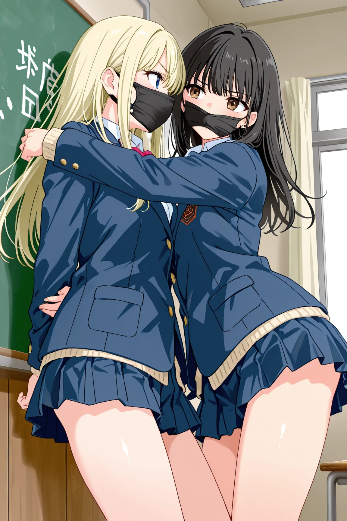 (Highly detailed CG unity 8k), (highest quality)，(very detailed)，(ultra high resolution), Multiple high school girls, (white cloth gag:1.3), sailor uniform, rope bondage, breasts rope bondage, hands back rope bondage, leg rope bondage, thigh rope bondage, (bust rope bondage:1.4), feet rope bondage, Arms behind the waist, bound wrists, shackles the ankles, (gag with a white cloth:1.3), Dark blue skirt, classroom, (white cloth Blindfolded:1.3), (white cloth gag:1.3), Legs together, Tie your ankles, (Black Hair:1.3), long hair, high school girl, (Black Stockings:1.4), Black garter belt, Brown Loafers, (White hair band:1.4), Blur the background, (Drooling:1.3), Rope digging into nipples, Fillings in the mouth, 