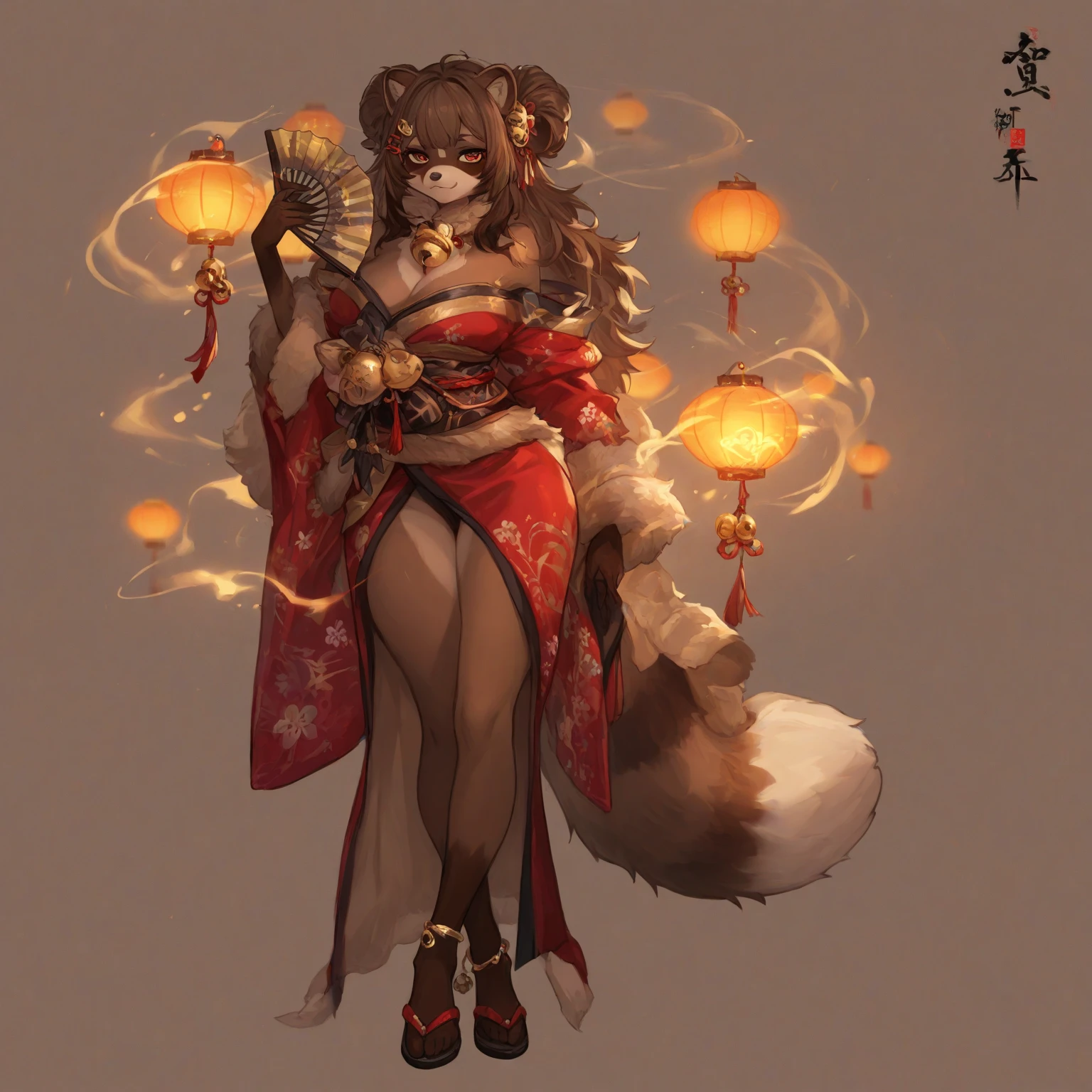 a beauty girl、respect、Fanciful、hposing Gravure Idol、Chinese zodiac sign of the Japan The lower half of the body is the figure of a tiger The outside of the face resembles a tiger More and more tiger-like faces Deformed Magic circle in the background Fangs Out