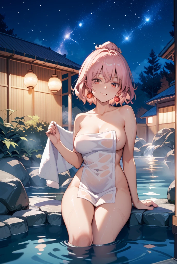 nsfw, Top quality, masterpiece, ultra high resolution, , (top quality, high resolution, 4K, detailed lighting, shaders, perfect anatomy, perfect proportions), eye of the beholder, (masterpiece, top quality) (top quality, 4K, 8K, high resolution, masterpiece: 1.2), highly detailed, (masterpiece: 1.3, top quality, ultra high resolution, ultra detailed), (top quality: 1.2), perfect eyes, perfect face, perfect lighting, (top quality, 4K, 8K, high resolution, masterpiece: 1.2), highly detailed, (top quality, 4K, 8K, high resolution, masterpiece: 1.5), highly detailed, masterpiece, top quality, ultra detailed, top quality, high resolution, 32K CG, very delicate and beautiful, illustration, high resolution, sharp focus, front lighting, glow, girl 1 person, solo, smiling, very beautiful and detailed anime face, very detailed eyes, ((masterpiece)), ((best quality)), (super detailed), ((cute)), cute, ((very detailed)), 4K, (8K), best quality, (best quality, 8K, 32k, masterpiece, super high resolution, very detailed, impressionistic:1.2), blurred background, four fingers and 1 thumb, Best quality ,
ultra-detailed,
Perfect lighting,
Onsen spa,
(((Outdoor))),
Stunning starry night,
Taking bath,
Sitting,
Arms up,
Girl solo,
(((Topless))),
Towels at waist,
(((Slender body type))),
Gramarous ,
White Blond hair ,
Ponytail with red ribbon,
White choker ,
Simple necklace ,
Simple bracelet ,
blue-green eyes,
breasts are plump,
Breasts are well-develloped,
Breasts are well-formed,
Cute pink nipple,
Very happy smile:1.4,
Eyes half close ,
Blush ,
From front,
Full body:1.4,
Looking to the viewer:0.8,