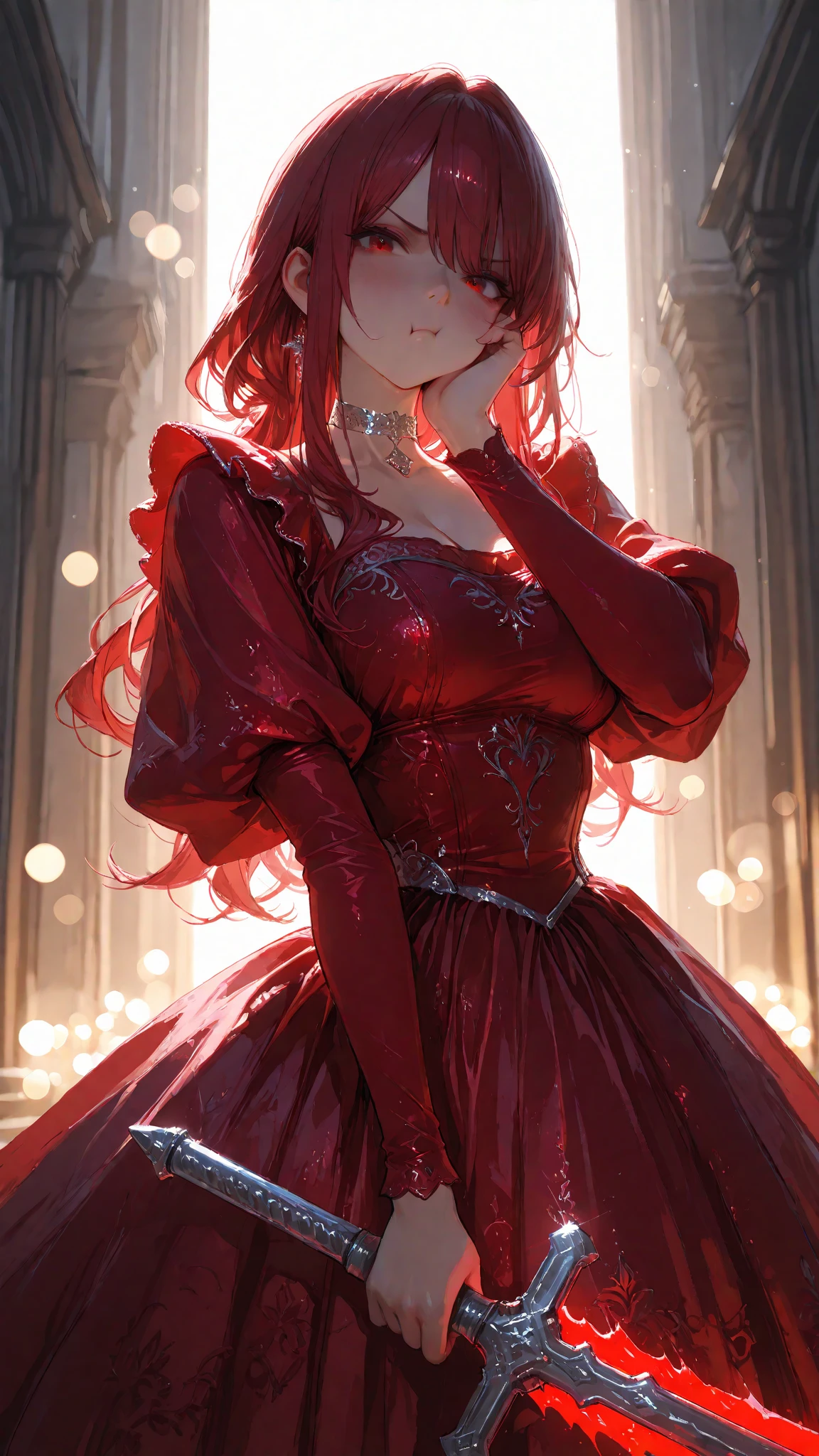 ((Beautiful and perfect girl)) ((detailed girl)) ((Perfect and Detailed Long Red Hair)) ((red and detailed eyes) ((Beautiful and detailed long black dress)) ((HOLDING A RED ROSE IN YOUR HAND)) ((Red and detailed rose)) ((flawless hand)) ((looking at the camera and smiling)) ((attractive eyes)) ((Detailed perfect beautiful face)) ((8K HIGH QUALITY)) ((34K)) (GOOD QUALITY)) ((ULTRA QUALITY)) ((QUALITY BEAUTIFUL))