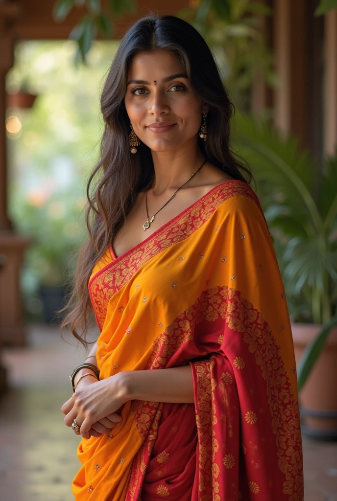 A beautiful curvy indian girl with big breasts (removing saree)