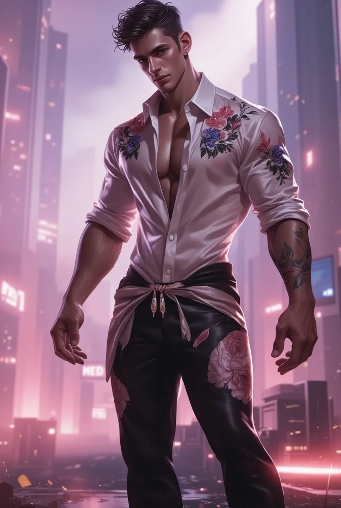 Homem musculoso brasileiro barbudo sem camisa lindo