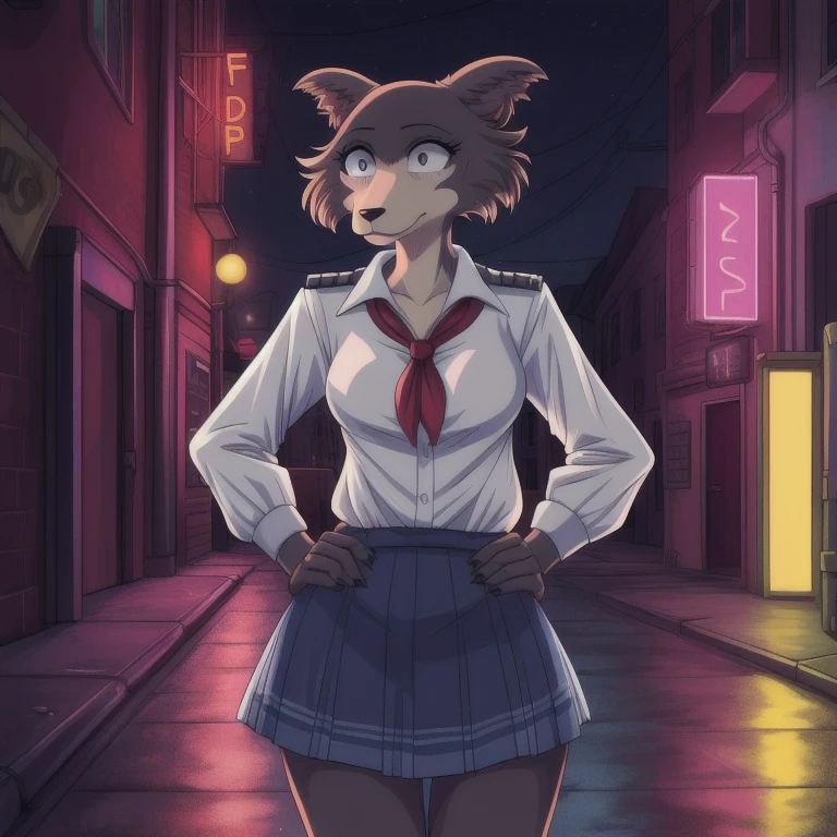 furry raccoon, 1girl, solo, raccoon ears, (high quality), detailed eyes, detailed shadows,, (high quality), (8k), skirt, 