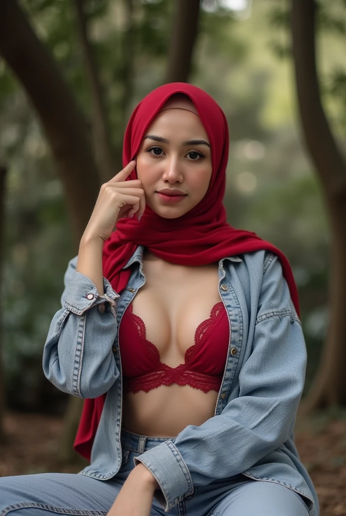 cowboy_pose,naughty, (iu:0.8),cleavage, RAW, Best quality, high resolution, Masterpiece: 1.3, Beautiful glasses pearl_skinned sexy hijabi javanese teen at mountain side magical castle in the background dragon, Masterpiece, Soft smile,choker