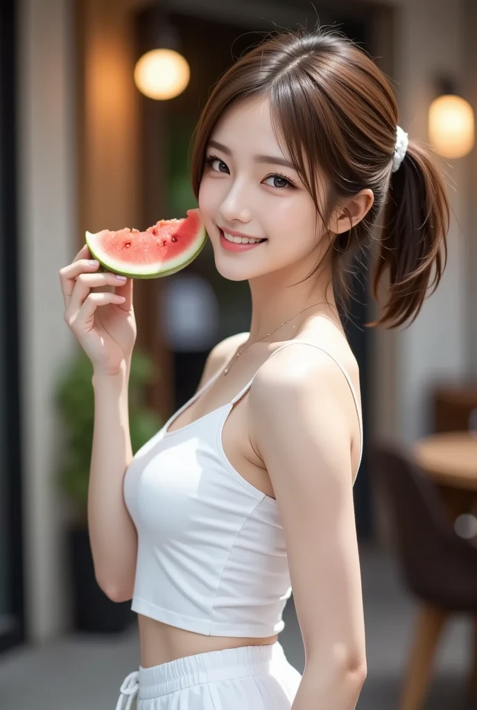 Cute like an idol、Cute and adorable、A 20-year-old girl with a young face、Smiling Kindly、(Naked with only an apron on)、Too much exposed skin、whole body像、whole bodyの姿、((Grilling meat on a barbecue at a campsite during the day))、Cleavage、(whole body像)、whole body、Accurate、Anatomically correct、Textured skin、Super detailed、 Attention to detail、Highest quality、High resolution、Genuine、realism、RAW Photos、Genuine、masterpiece