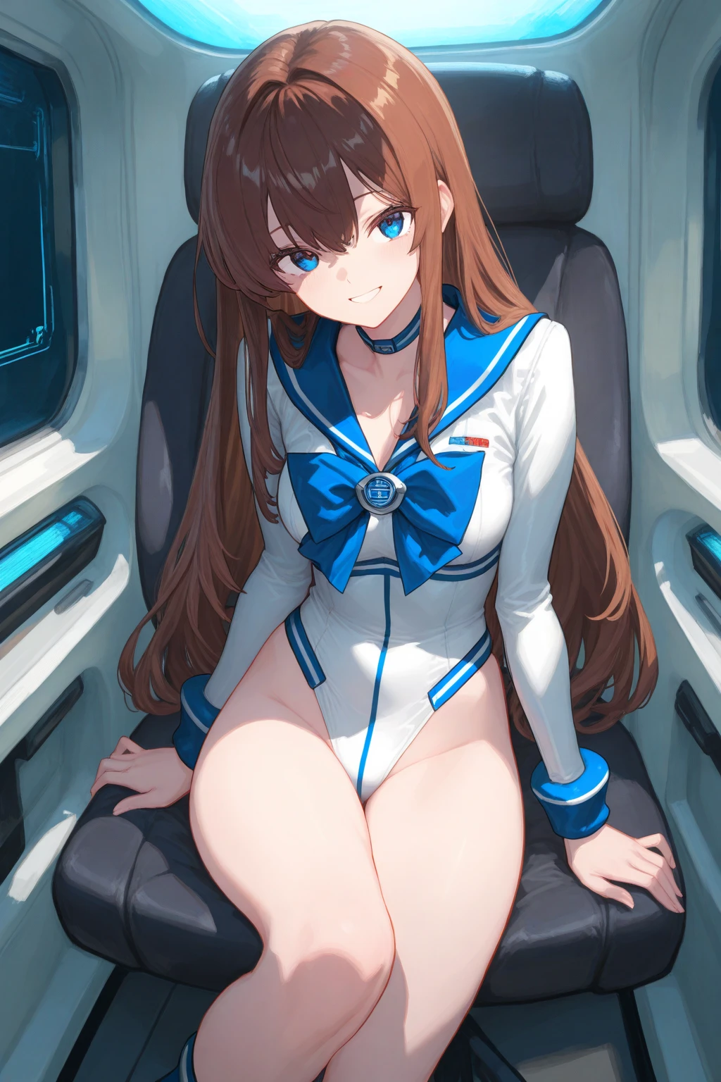 (((Pixel Perfect))), score_9, score_8_superior, score_7_superior, score_6_superior, evaluation_Explicit, anime_sauce,One girl, Girl staring at the viewer,(Cowboy Shot), ( Perfect Anatomy:1.4), Shadows in the movie, Cinematic Light, Cute and delicate, (Soft Skin:1.2), Dynamic pose, Character Focus, blush, Medium Breasts Blurred Background, (Pride Royal ıv:1.2), Redhead, Long Hair, Purple eyes, Swept-apart bangs, (Red Uniform), v Arms, Long sleeve, Black trousers,whole body,Fully nude,With nipples,Pussy in full view,on the train,((Sex)),Sitting and spreading legs,