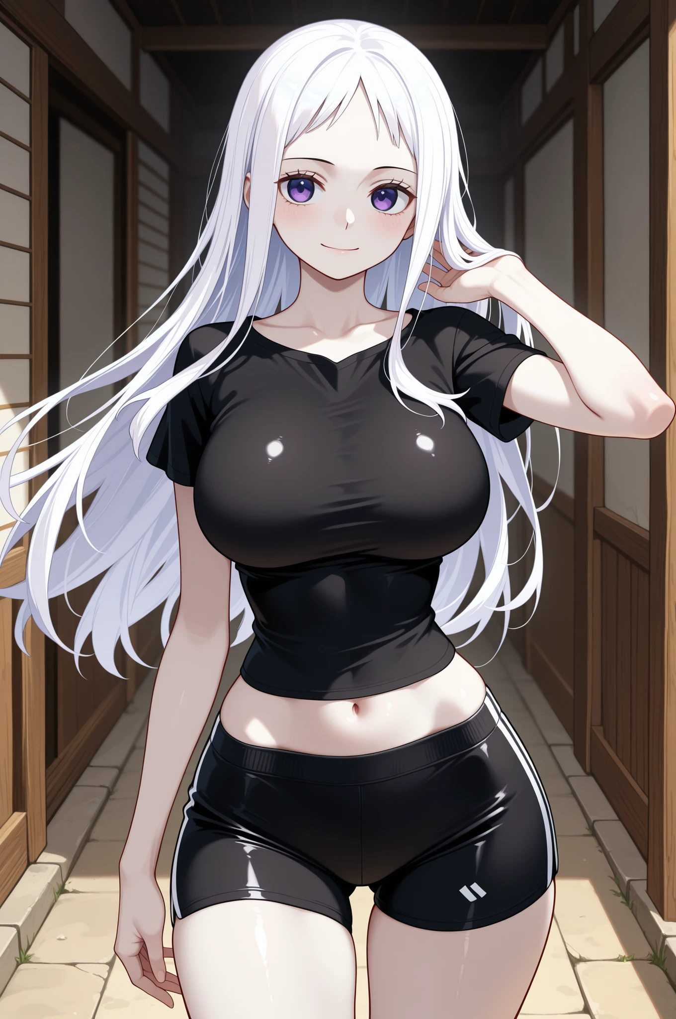 1girl, silver hair, antenna hair, long hair, green eyes, adult woman, casual clothing, smile, ross, <lora:ross1:0.7>