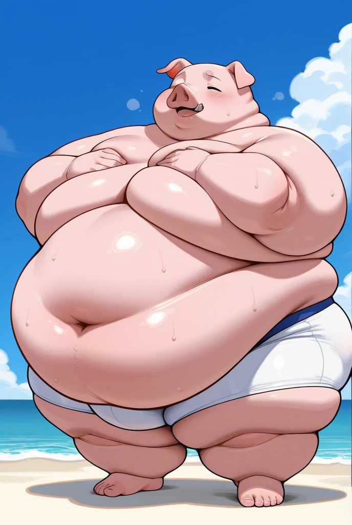 alone,male,chubby,Fat minora,Shirtless, alone, detailed, high resolution,, masterpiece,Excessive obesity,Obesity in the extremities,correct body proportions,overweight,Shibayama Junpei,mankind, naked, big penis, peeing, bath, big belly, big boob, happy, closed eyes
