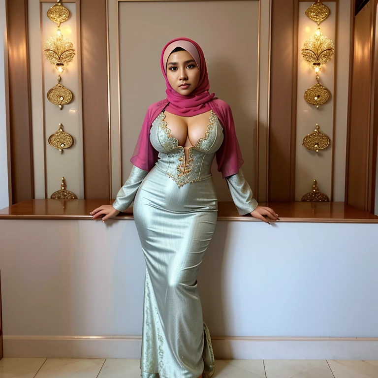 a woman posing for a picture, arabic goddess, traditional beauty, arabic, beautiful goddess, middle eastern girl, arabic super model, beautiful, gorgeous woman, middle eastern with long, sweet shy arabic, gorgeous beautiful woman, Arabian aesthetic, beautiful middle eastern girl, extremely detailed goddess shot, jaw-dropping beauty, big boobs deep cleavage, wearing long blue dress, with desert behind her, very sweet look, charming girl, simple tight dress, tight pink maxi dress, in an arabic modern mall, modern mall behind her her, blond hair middle eastern girl, long blond hair arabic girl