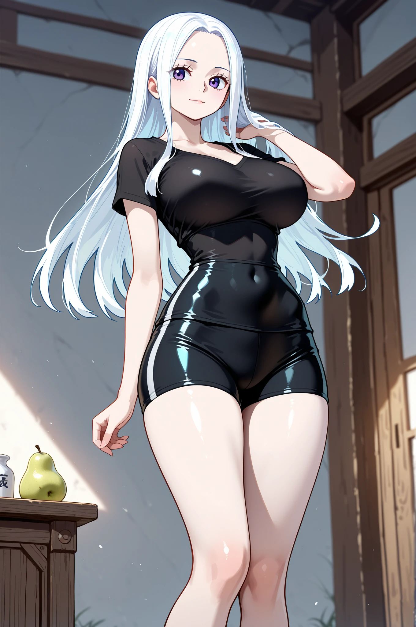 ((best quality)), ((masterpiece)), (detailed), 1girl, white hair. Long hair. Blue eyes. Topless. Bottomless. Spread legs. Hairy. Creampie.