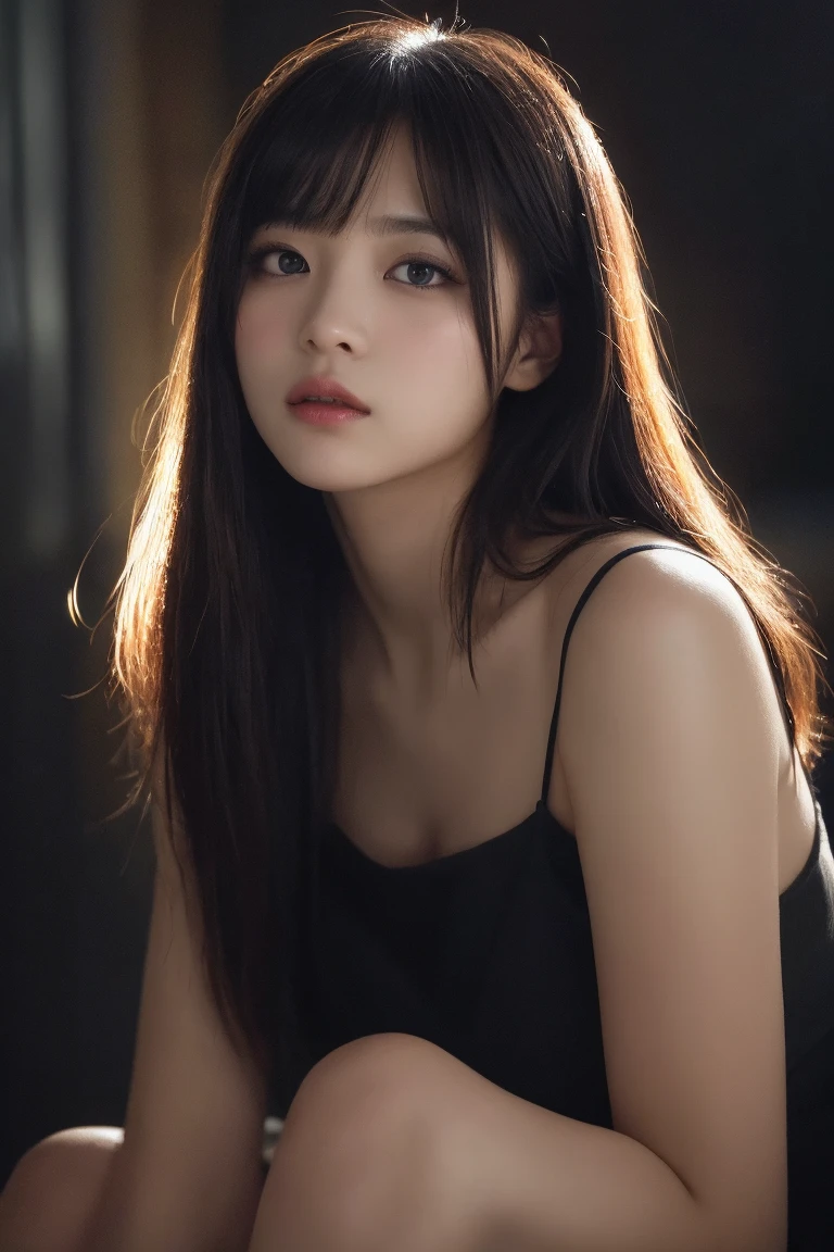 (best quality), (ultra-detailed), (llustration), (detailed light), (an extremely delicate and beautiful), 1young girl, long hair, brown hair, brown eyes, model, Enchanting, Sublime, Ethereal, Sorrow, confusion, best quality, fantastic, extremely detailed CG unified 8k wallpaper, High-definition raw color photos, professional photograpy, (((Bokeh))), twilight, Golden hour, Backlighting, depth of fields,