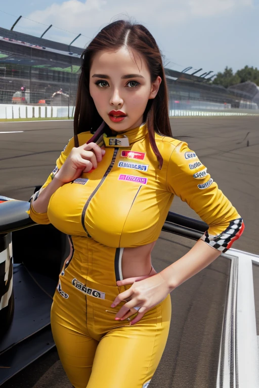 Close-up of a woman in a shiny gold outfit posing, Anna Nikonova、Also known as New Milky, Wearing Atsuko Kudo's latex costume, Tracer in a tight fitting dress, Sexy Girls, Wearing a shiny gold catsuit, Japanese Model, sakimichan frank franzzeta, John cried., Shiny plastic, Breasts covered and SFW