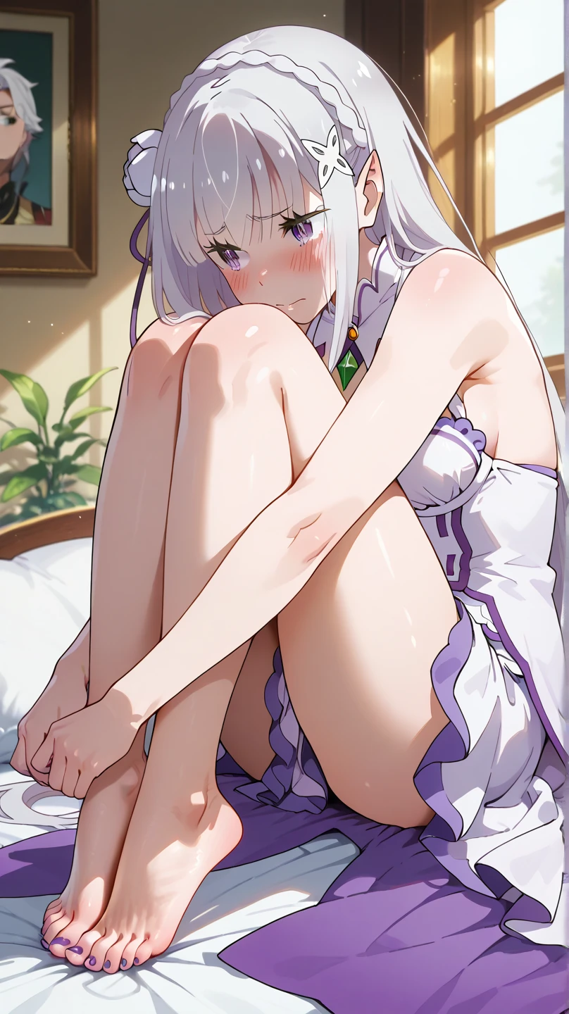 ancient stone jewelry/(Holographic live broadcast/), 1 White-haired girl wearing a yukata lying in the bathtub, facial details, heads up display, charming, pretty face, bare legs, best quality, complex background, bathroom, sunlight from the window shining into the bathroom, soda water, reflection of light and shadow,