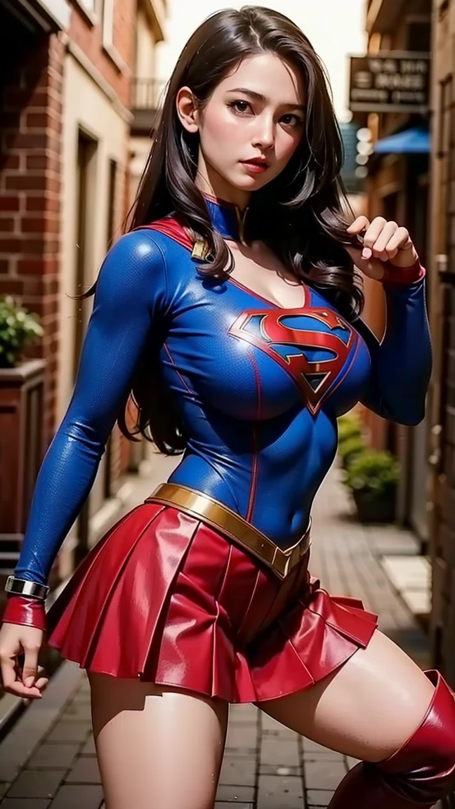 Natalie Portman body set big breasts，Supergirl costume dress，（big breasts exposed cleavage）