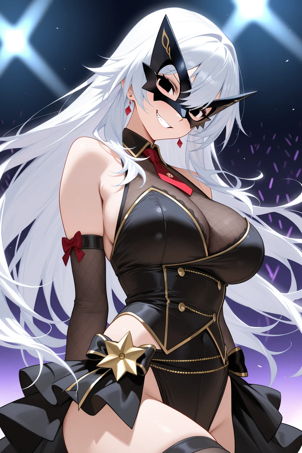 laevatein_in_a_demon_costume, bodysuit, demon_wings, dark_shiny_skin, long_ponytails, cleavage, evil personality, evil_eyes, villain, sexy_pose, evil_arrogant_expression, cameltoe, beautiful, high resolution, 8k