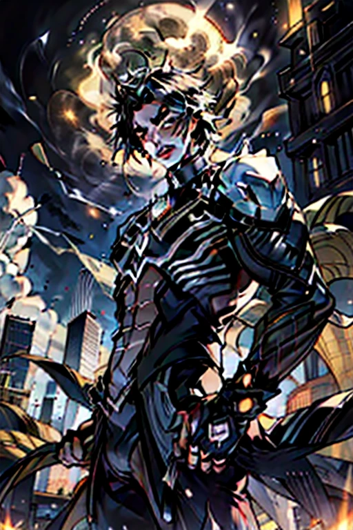《the original god》Arataki Kazuto , male people, chest muscle, Sexy , Venom symbiote for your body, Black mucus of the body , into venom, venomize,Black bodysuit,(Cloak),Red cape,Abs,(Adult male)((Venom possession,venom symbiote)),over-Tortoise Man,Battle damage,((Masterpiece)), ((Best quality)), Ultra detailed,((illustration)), Dynamic Angle, Detailed light, (Delicate eyes), Floating, 1boy, Male focus, Head, Clothing, Yellow eyes, necklace, tattoo, (Forehead:0.8), (ahoge:0.8), jewelry, brunette color hair,apathy,Ray, chest muscle, Sexy , Venom symbiote for your body, Black mucus of the body , (into venom), Venom,frontage,Bust photo,White tight-fitting top,spiderman outfit,style of anime4 K, 4K anime wallpaper, Badass anime 8 K, 4 k comic wallpaper, young anime man, Anime boys, Anime wallpapers 4 k, Anime wallpaper 4K, High quality anime art style, Anime moe art style, Anime art wallpaper 8 K, Anime art wallpaper 4 K, RGB lighting,