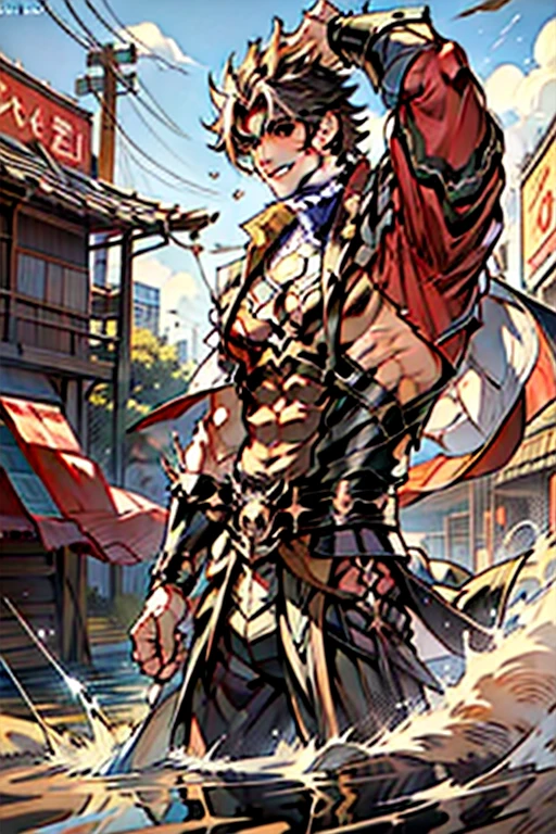 《the original god》Arataki Kazuto , male people,,((Masterpiece)), ((Best quality)), Ultra detailed,((illustration)), Dynamic Angle, Detailed light, (Delicate eyes), Floating, 1boy, Male focus, Head, Clothing, Yellow eyes, necklace, tattoo, (Forehead:0.8), (ahoge:0.8), jewelry, apathy,Ray, chest muscle, Sexy , Venom symbiote for your body, Black mucus of the body , (into venom), Venom,frontage,style of anime4 K, 4K anime wallpaper, Badass anime 8 K, 4 k comic wallpaper, young anime man, Anime boys, Anime wallpapers 4 k, Anime wallpaper 4K, High quality anime art style, Anime moe art style, Anime art wallpaper 8 K, Anime art wallpaper 4 K, RGB lighting