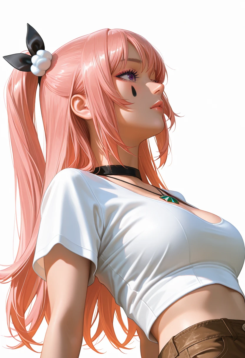 realist, 1 girl, Sakura Haruno, pink hair, green eyes, Large and round breasts, attractive body, pure white skin, bright Eyes, pink crop top, pink skirt, Chapped lips, rouge, evening, flores, sun , sunlight. He has his hand in front making the sign "L" with your index finger and your thumb, your index finger and thumb form a right angle. His face is expressionless and with some disdain. Big feel, curves, big tits, female marked abdomen. You can see the skin on the underside of the , loose and light top that covers even the nipples. Beautiful face 4k, perfect, asiática green eyes. top raised to the nipples, top raised to the nipples. in a beach. Thumb and index finger at right angle. The hand is the main thing in the image, making L shape with index finger and thumb. top cut in half horizontally. He laughs cruelly, makes the signal "L" with your hand, to lose. muscular female body.