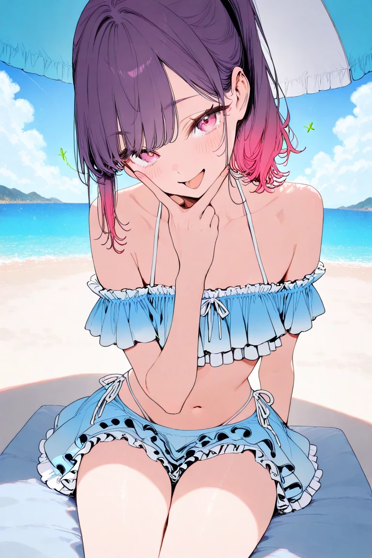 (((maid bikini))),((((flat chest)))),"(perfect masterpiece:1.2), (highest quality:1.2), stunning face, mature and chubby, compensate, long and luxurious eyelashes, lip whole, irresistible charisma.",(((micro bikini ))),(((very short hair))),(((forehead))),hairclip ,beach ,abs
