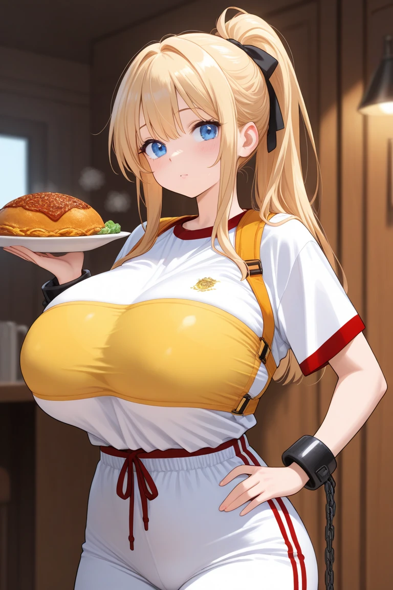 Hentai、Highest quality、A short, chubby, busty female clerk selling crepes at a food stall、Shikinami Asuka Langley、Perfect proportions、Overwhelmingly large breasts、Plump thighs、Fatty legs、Beautiful sparkling eyes、smile、Blushed、Cowboy Shot
