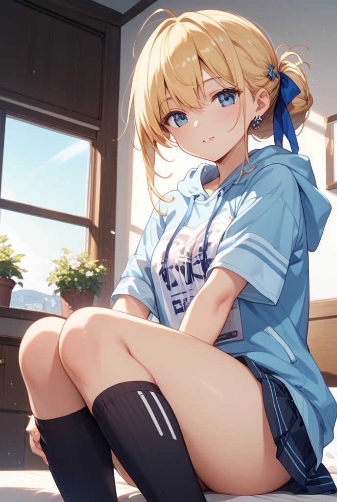 Blonde、Blue Eyes、girl、Small breasts、Twin tails、girl、Small breasts、A cheerful smile、Looks about 15 years old、Petan Musume、He is short、gym、【prompt】
BREAK (Japanese school old style sportswear:1.3), ((soft cotton material, non-shiny material):1.3), (oversized soft cotton short sleeve white tunic with U-neck:1.4), (blue lines on tops outline:1.3), ((Slim fit, closed-fitting) (deep-blue panties shorts, soft cotton deep-blue competition micro shorts, soft cotton deep-blue bloomers):1.3), ((groin, upper thigh skin):1.3), (white socks:1.3), (sports shoes:1.2),