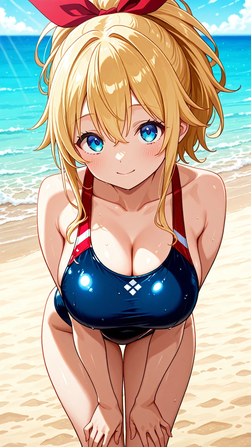 Side tie bikini bottom,,masterpiece, Highest quality, (anime screencap:1.3),(shape), cute,(Simple:1), (anime:1.2),Solo Sharp Focus, 1 girl, Cleavage,Looking at the audience,Are standing,,(Browsing Caution:1.2),Rainbow Bikini,Colorful Bikinis,Pastel color bikini,Beautiful Hair,Horizontal stripes,heart shaped pupils,Checked bikini top, Checkered bikini bottoms,(Playing with a beach ball),cute eyes,Puffy eyes,Seductive pose,Shining Face,Large Breasts,Twin tail hair,heart shaped sunglasses on head,Hilarious,(Rainbowsky,japan,OKINAWA,beach,)
