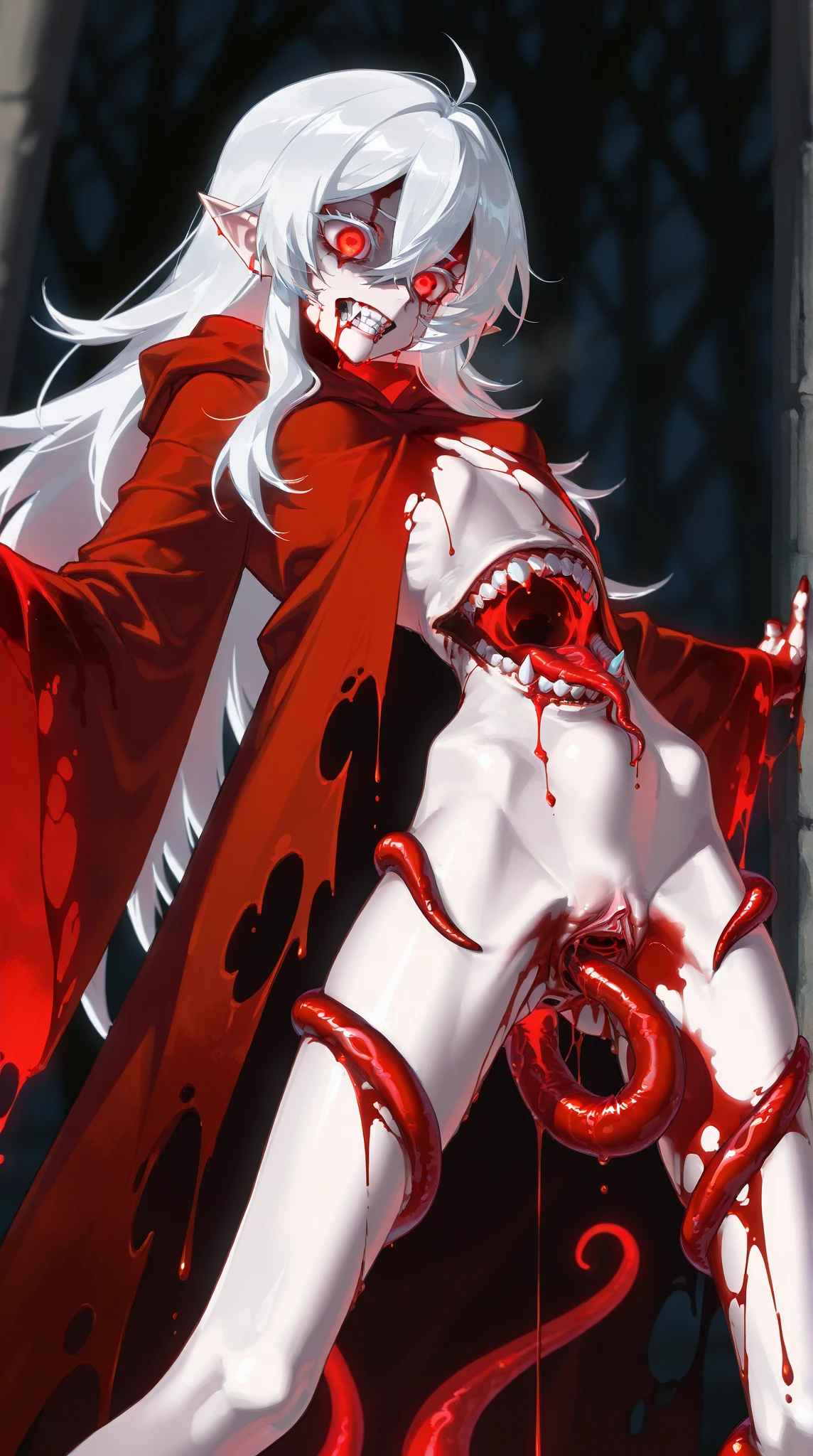 Zombie little girl，With vampire teeth，lie on the floor，exposed胯部，white transparent，凸起sexy的，There are on the street，watch，Spread the joy of leg presses，Clothes are tattered，There are bite marks on the body，View from the side，pained expression，sexy的，Lordosis and kyphosis，Half-kneeling position，His whole body is covered with blood，crazy，Bite marks all over the body，Skin changes，Grow claws，The main character is biting another ，Grow fleshy wings，Grow a fleshy tail，youth，Junior High School Girl，open，Exaggerated expression，legs spread apart，exposed胯部，Wearing gymnastic clothing，exposed，yandere，Blood-colored clothes，lean down，forward and backward，sexy，charming，Scene，best quality，dark background，loli，Gothic，Have vampire blood，Grow vampire wings，Grow a vampire tail，Sharp teeth,exposed最里面的裤子，Someone pinched my tail.，exposed了舒爽的表情，Blushed，cute，Small，on hotel bed，The body is tied up with ropes，The body lies on the bed，Support your body with your hands，Kneel on the bed with your legs，Look at her from behind，The body is full of milky white liquid，Bleeding from under my ass
