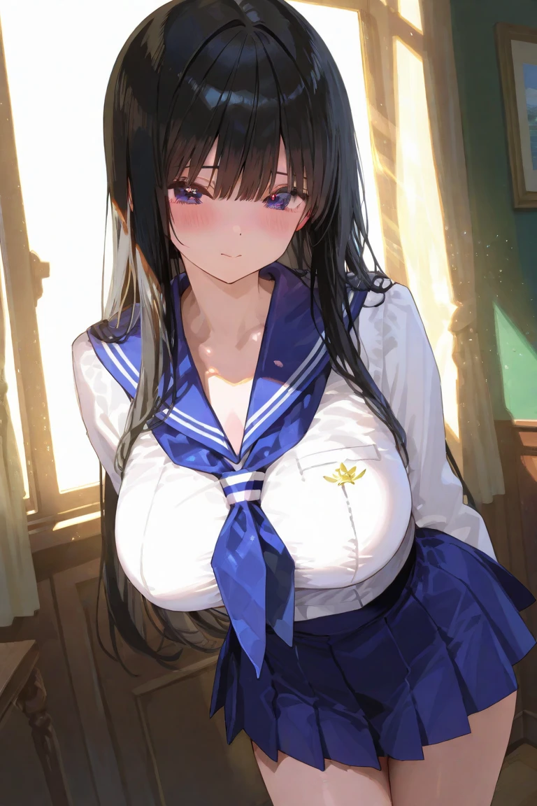 Tendou Alice, 1 Girl, (Large Breasts:1.0),  (uniform:1.5),tie