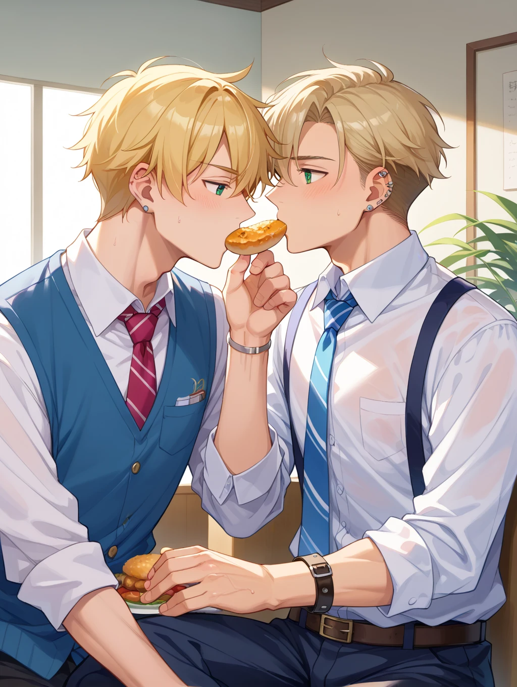 vane /(granblue fantasy/)、muste piece, ,NSFW,best quality,male,solo,beautiful detailed skin、Glittering oiled skin,blush、(white shirt,black apron, cafe uniform,detailed face,blush,Panting、泣いている,orgasm:1.2), complicated and elegant、sexy、 Strong muscles、spread legs,(anal,penis,sex,projectile cum,semen,:1.3),kitchen