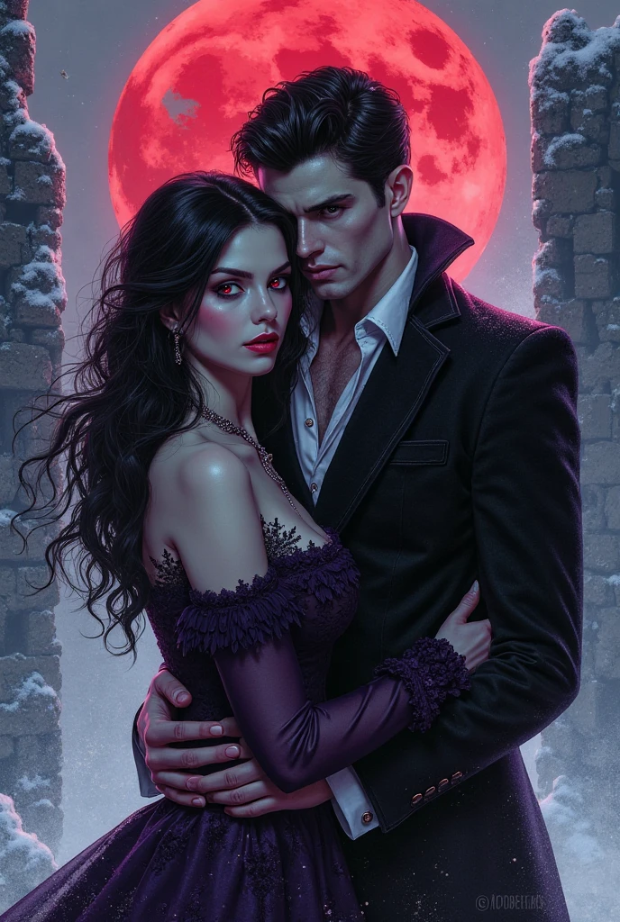 (extremely detailed 8k wallpaper), dark theme, Vampire the Masquerade, modern horror of the year 2022, a scene where a white vampire man short black hair making love to a black werewolf woman medium afro hair, sharp focus, (subsuperficial scattering:1.1), award-winning photography, centered face, full body shot:1.1, in a large luxury motel bed, dramatic lighting