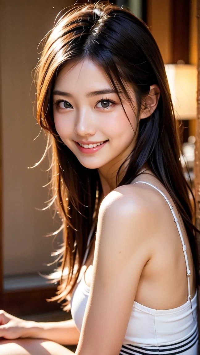 (high resolution、high quality、High resolution、detailed、8k、masterpiece)、超A high resolution、(Photorealistic:1.3)、RAW Photos、1 girl、Glowing Skin、((Ultra-Realistic Details))、Portrait、Global Illumination、Shadow、Octane Rendering、8k、Super sharp、Beautiful breasts、Beautiful Eyes、Bright colors、smile、非常に複雑なdetailed、Realistic Light、CGSoation Trend、ネオンのdetailed、The light is gentle、wide shot、full body、A beauty that everyone falls in love with、ISO800