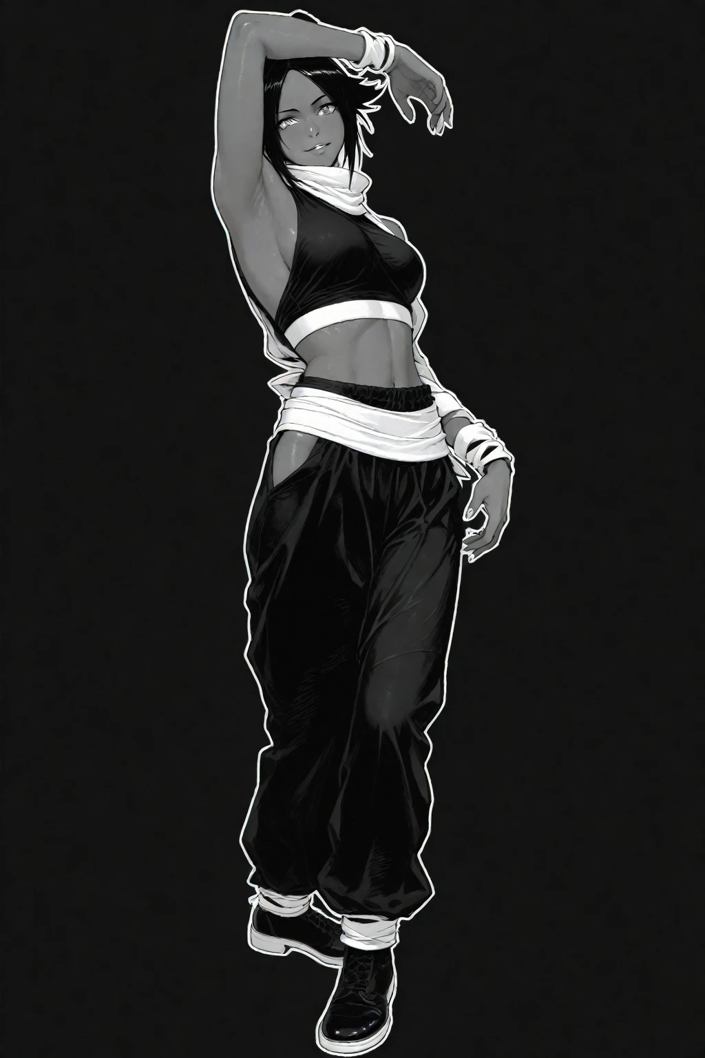 ((line art)), a beautiful, Mexican, polish and French, female model, goddess, olive skin ,hazel eyes, tight pony tail, sports bra, skirt, high heels,
diamond earrings, gold bracelets, gold thin necklace, beautiful skin, beautiful body, athletic body,