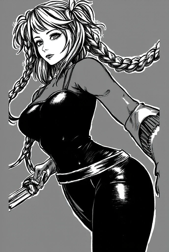 A painting of a woman with long hair and long hair, beauty in demon killer art, perfect anime body, long legs, big breasts, full body movement, 4K manga wallpaper, full body fighting pose, realistic light and shadow, beautiful line art, strong line art, ink art, brush art, Kentaro Miura manga art style, his manga full body portrait, Kentaro Miura's manga style, Shigeri Aishima illustration, highly detailed fine doujin art, Masayoshi Suto and artgerm, detailed manga style