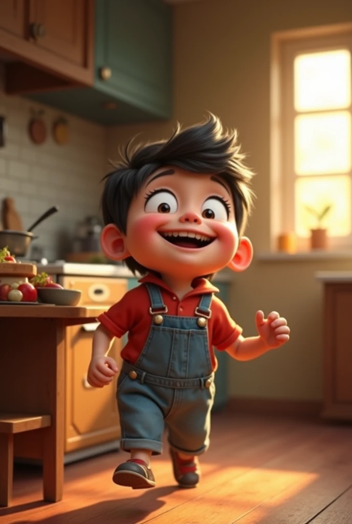 A boy, with a chubby and funny appearance, reminiscent of the young Macaulay Culkin in *Home alone*. Realistic light, with a yellow short-sleeved T-shirt that stands out against his playful physique. Despite his age, He has small tattoos on his arms, adding a unique touch to your appearance. With a cheerful and mischievous expression on his face, He shows a wide smile that reflects his playful character. His arms are crossed over his chest as he makes a gesture of "ok", putting fingers together in a circle as a sign of approval. looking straight ahead, Her rounded face and messy hair accentuate her innocent and charming appearance..